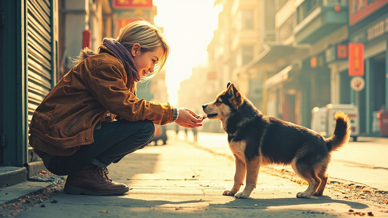 外国UP主在中国街头照顾流浪犬
